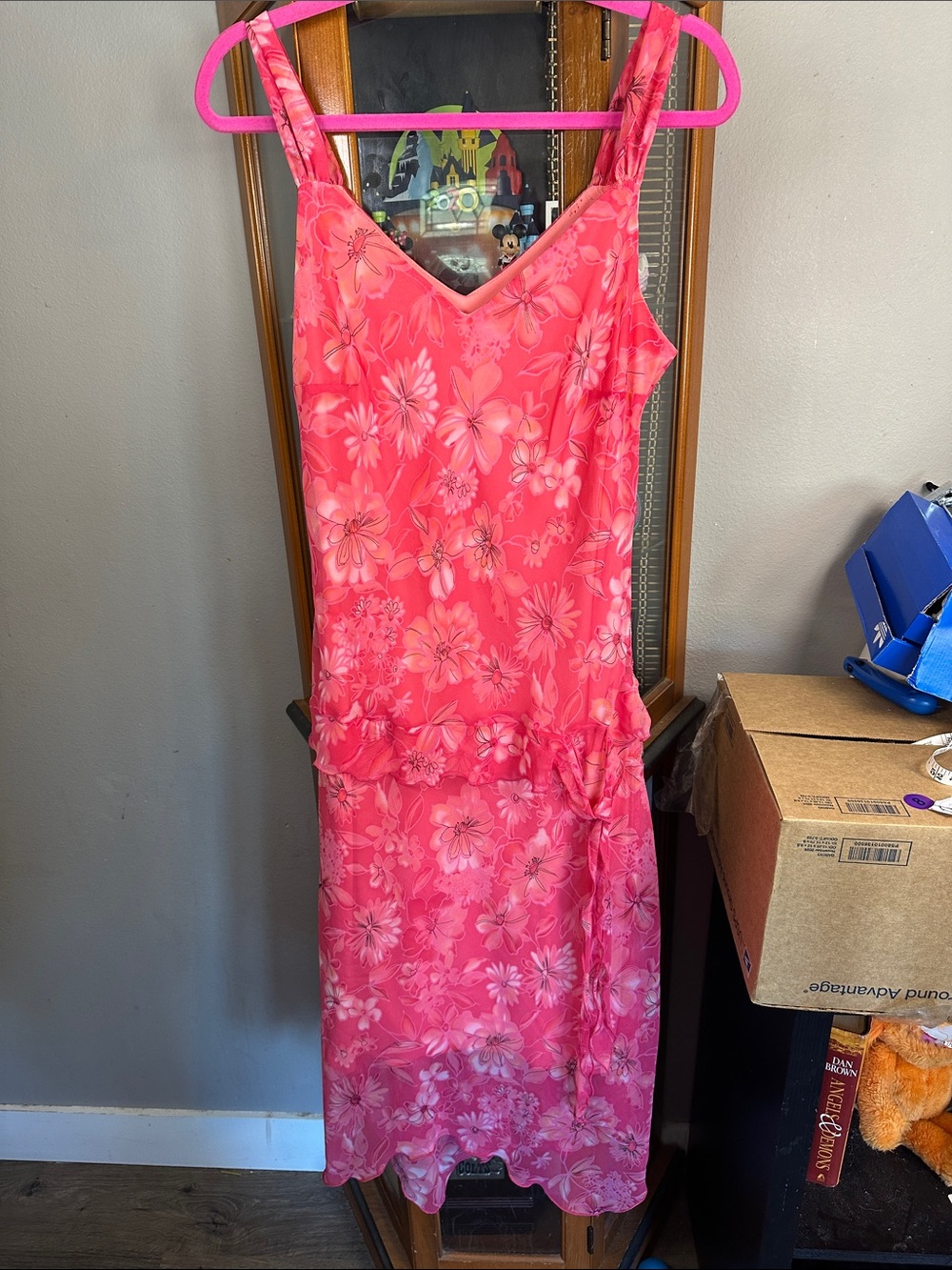 dressbarn Coral Pink Floral Sleeveless Maxi Dress